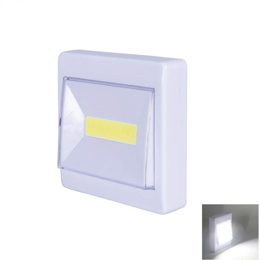 Luz LED nocturna superbrillante para armario, lámpara con interruptor, funciona con batería, 3W, COB