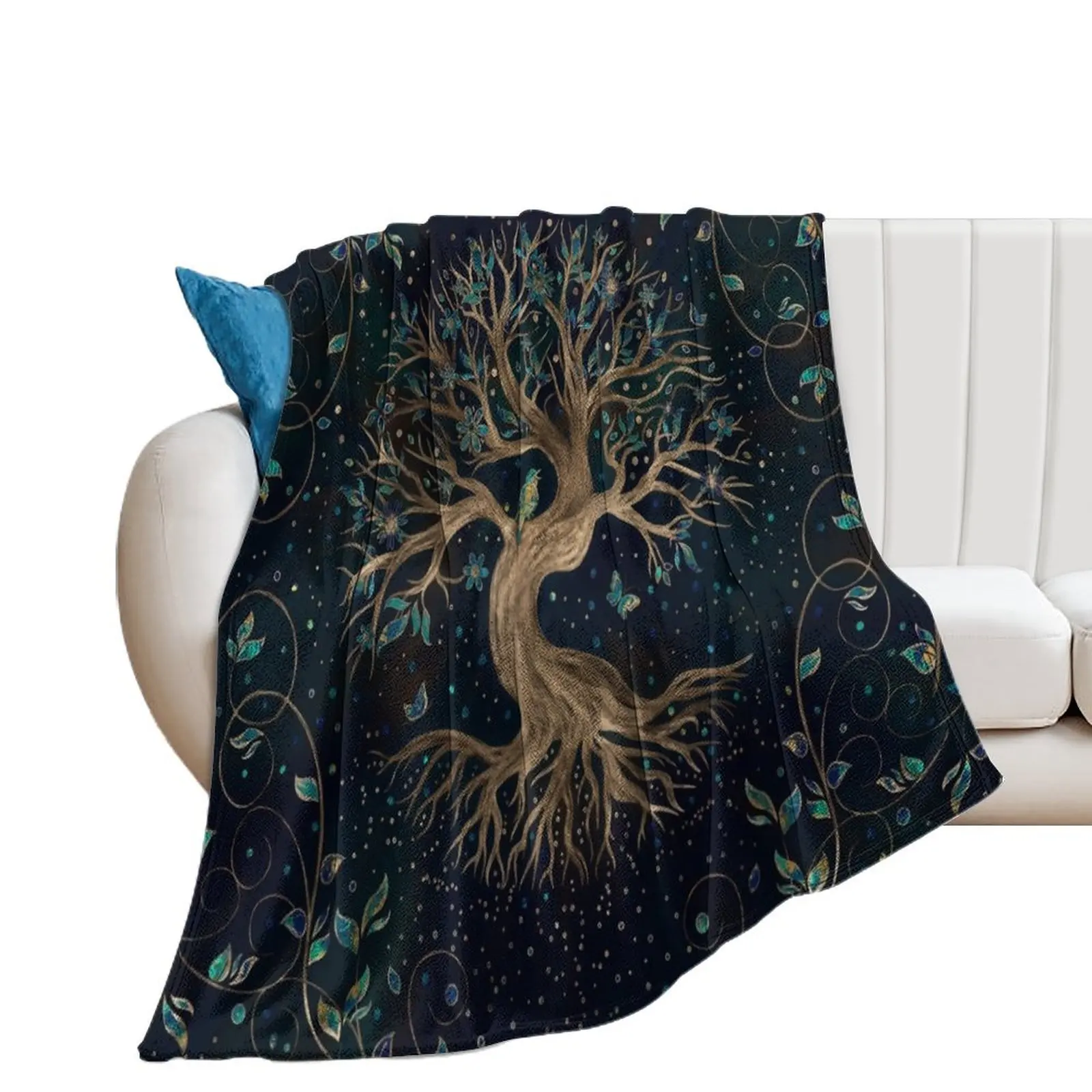 

Tree of Life - Yggdrasil Throw Blanket Camping Furry Polar Blankets