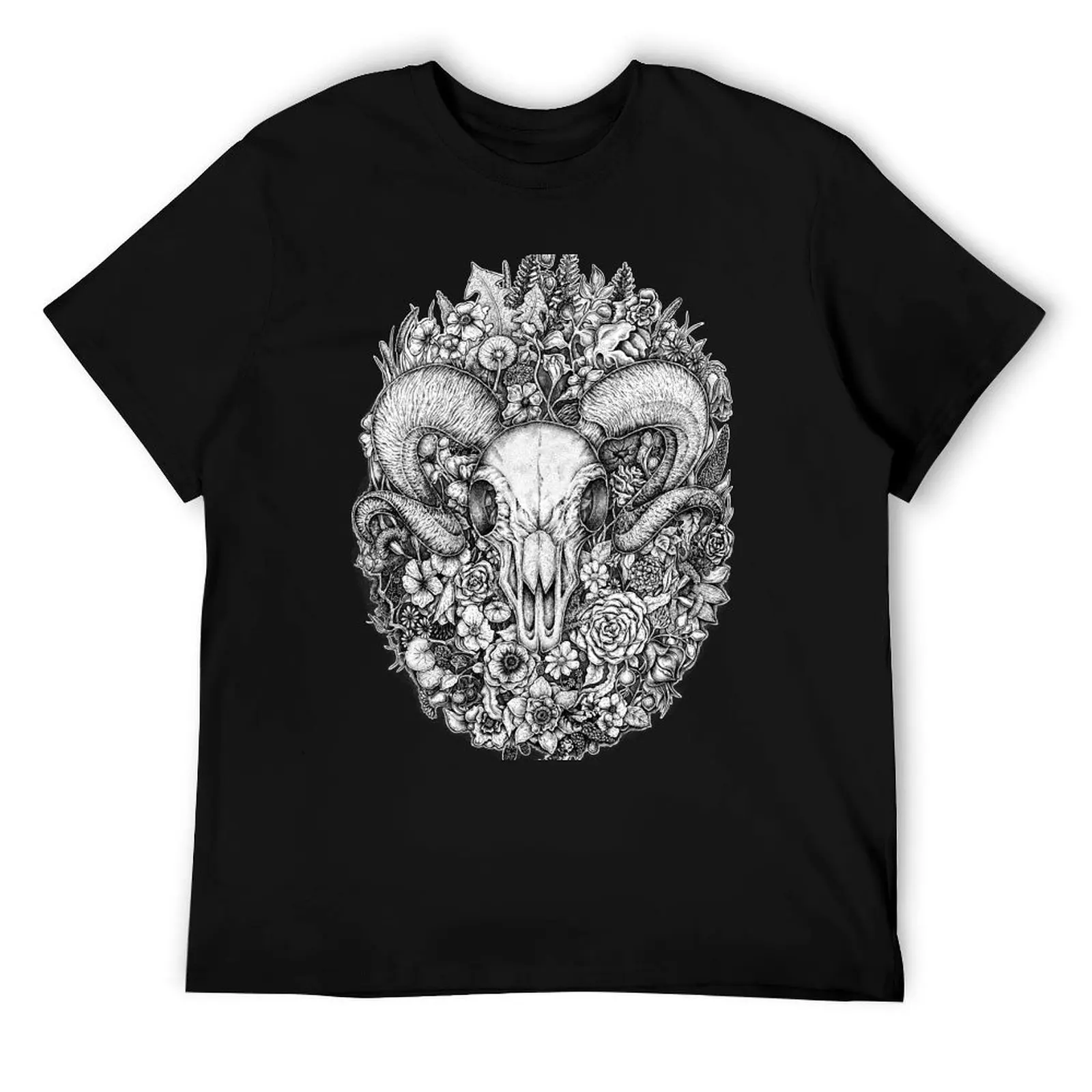 

Life's Mystery: футболка с черепом Ram, мужская футболка, тяжелые хлопковые футболки для мужчин, белая футболка