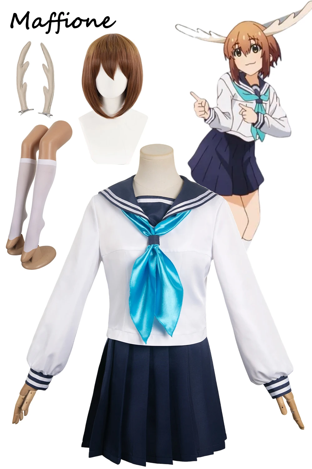 Shikanoko Koshi Torako Cosplay Costume Anime Shikanoko Nokonoko Koshitantans JK School Uniforms Wigs Women Halloween Suits