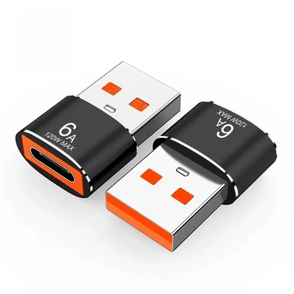 

2 PCS Aluminum USB to USB-C Converter AC DC 6A OTG Adapter for C Devices High-Speed Data Sync Charging Cable