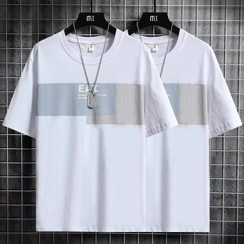تي شيرت فضفاض بأكمام قصيرة للرجال، تصميم صيفي جديد متعدد الاستخدامات بنصف كم مطبوع، ماركة عصرية، قمة أنيقة للشباب #3