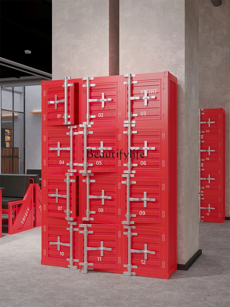 

Supermarket Store Cabinet-Door Storage Wardrobe Industrial Style Iron Shopping Mall Storage Locker