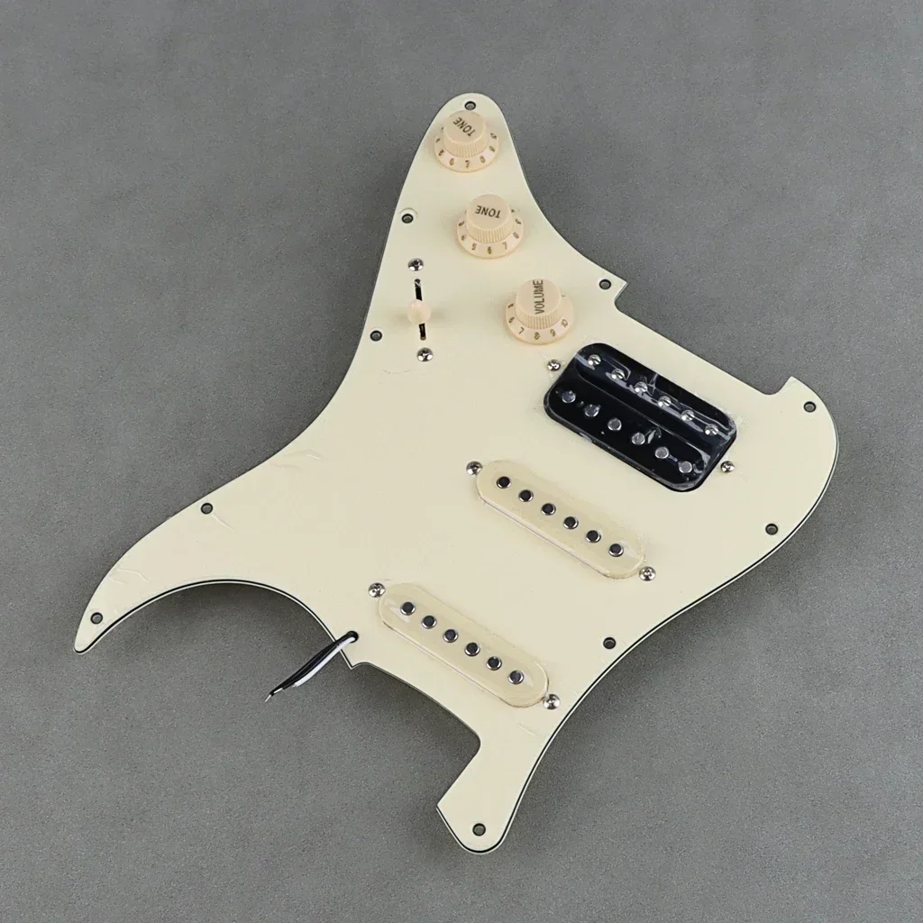 1pcs SSH Guitar Pickguard Humbucker Pickups Set   3Ply Loaded Prewired  for Fender Strat  Stratocaster Electric Guitar Cream