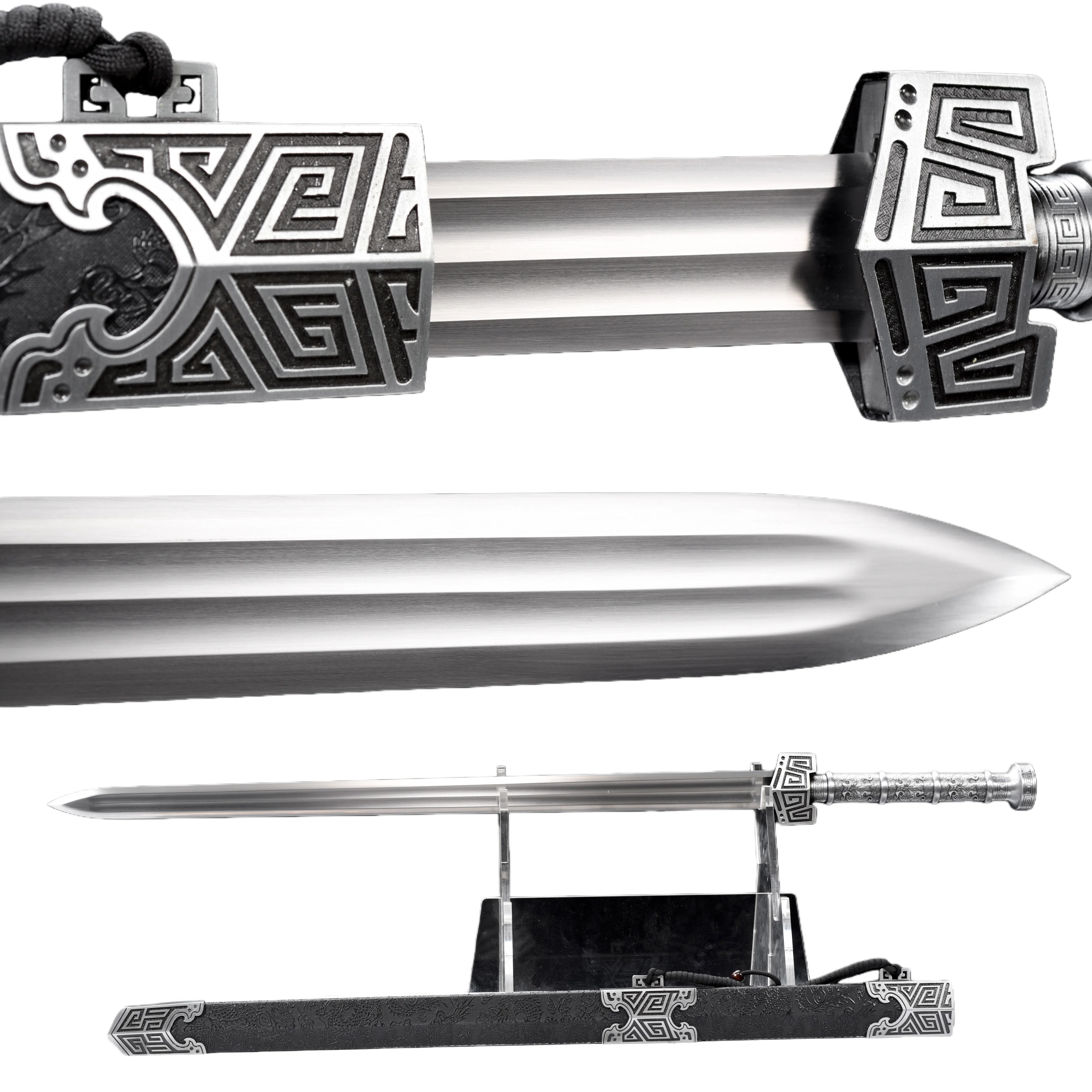 103cm Medieval Roman Empire sword European Templar Double Health Bar design, katana Justice Ninja Samurai Blade Sharp combat