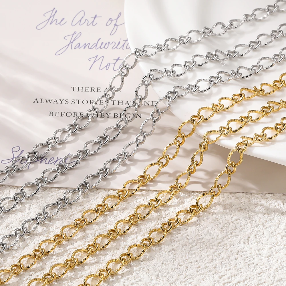 1Meter No Fade Multi Styles Stainless Steel Star Thick Cable Curb Chains for DIY Necklace Bracelet Jewelry Making Accessories view 4