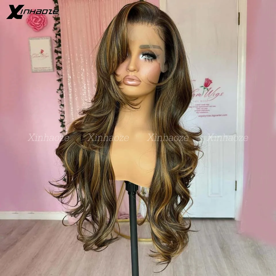 تسليط الضوء على شعر مستعار # 4/30 شعر مستعار بني أشقر Balayage للنساء باروكات أمامية من الدانتيل/شعر مستعار بقاعدة حريرية/شعر مستعار بدانتيل أمامي 360/شعر مستعار دانتيل كامل