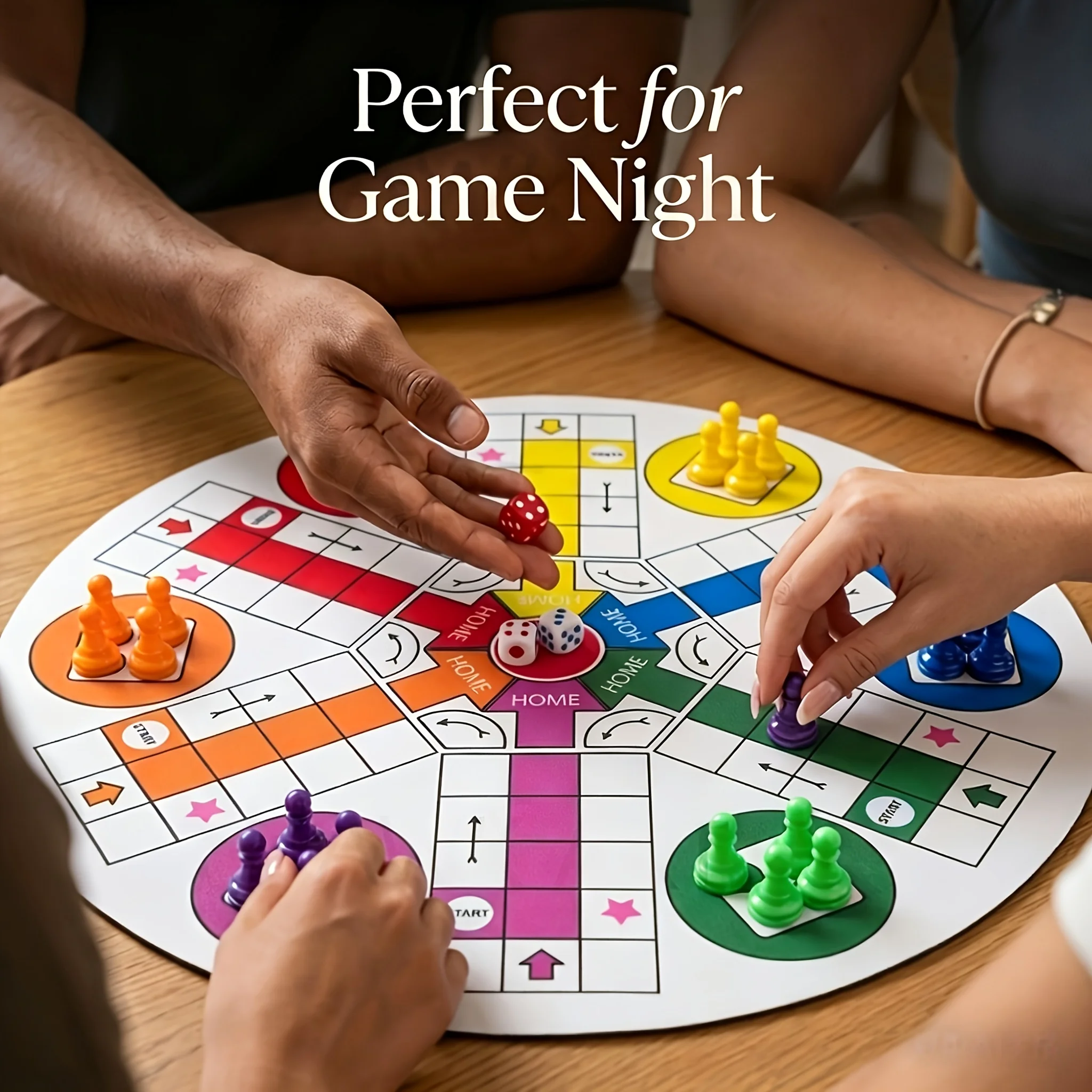 6-Person LUDO Game Board | Includes 1pc Board, 24pcs Pieces (6 Colors) And 2pcs Dice - Perfect for Party Entertainment And Gift