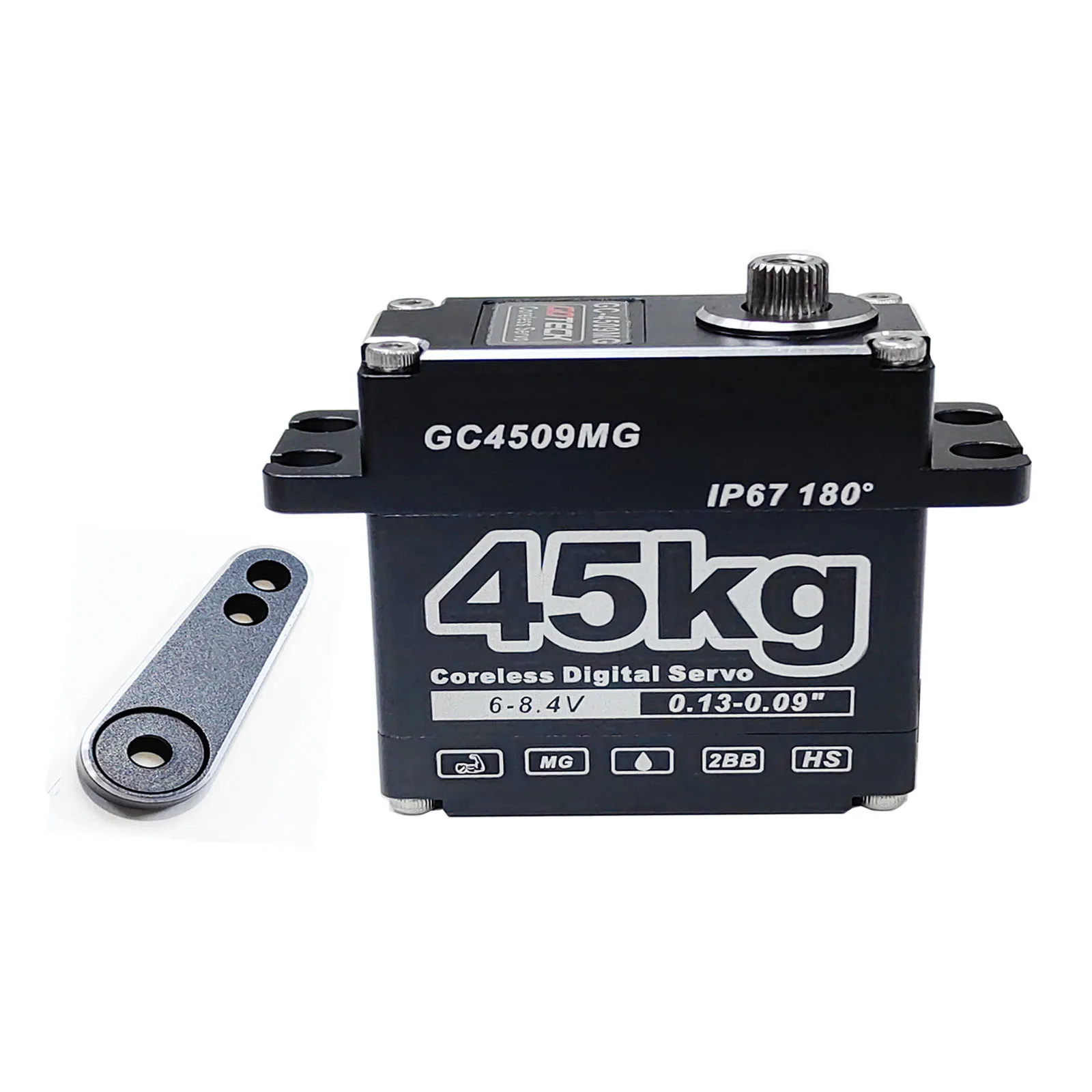 

GOTECK 45KG Full Aluminum Case Coreless Digital Servo, 8.4V Full Metal Gear Digital servos IP67 Waterproof Steering Servo