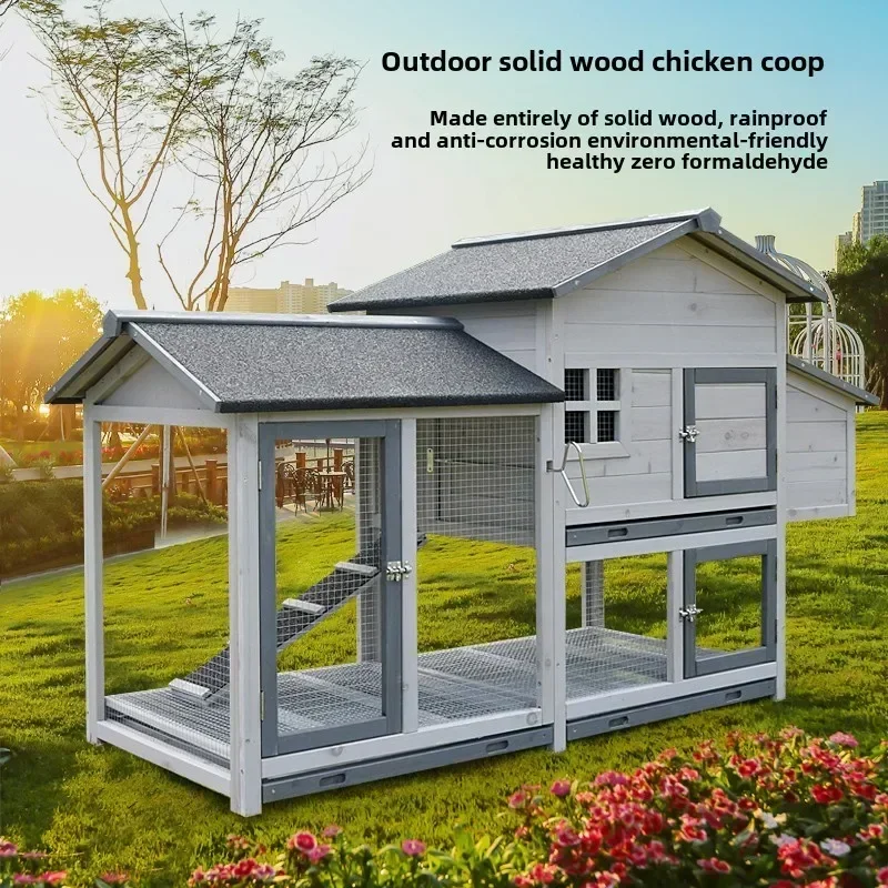 Rabbit Cage Chicken Cage Chicken Pigeon Nest Coop Pigeon,Household Large Wooden Breeding Cat Rabbit Trays Bottom Mesh