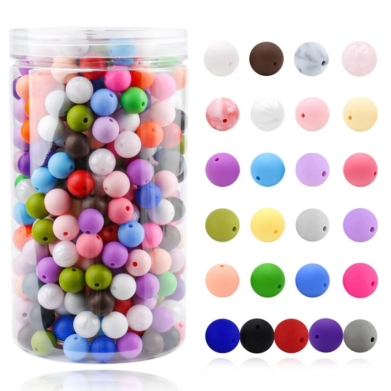 

500Pcs 12Mm Silicone Beads 25 Mixed Silicone Beads For Keychain Making Kit Necklace Making