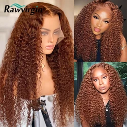 30inch Curly Ginger Brown Lace Front Wig Colored Lace Front Human Hair Wigs For Women Brazilian Virgin Lace Frontal Wig Remy