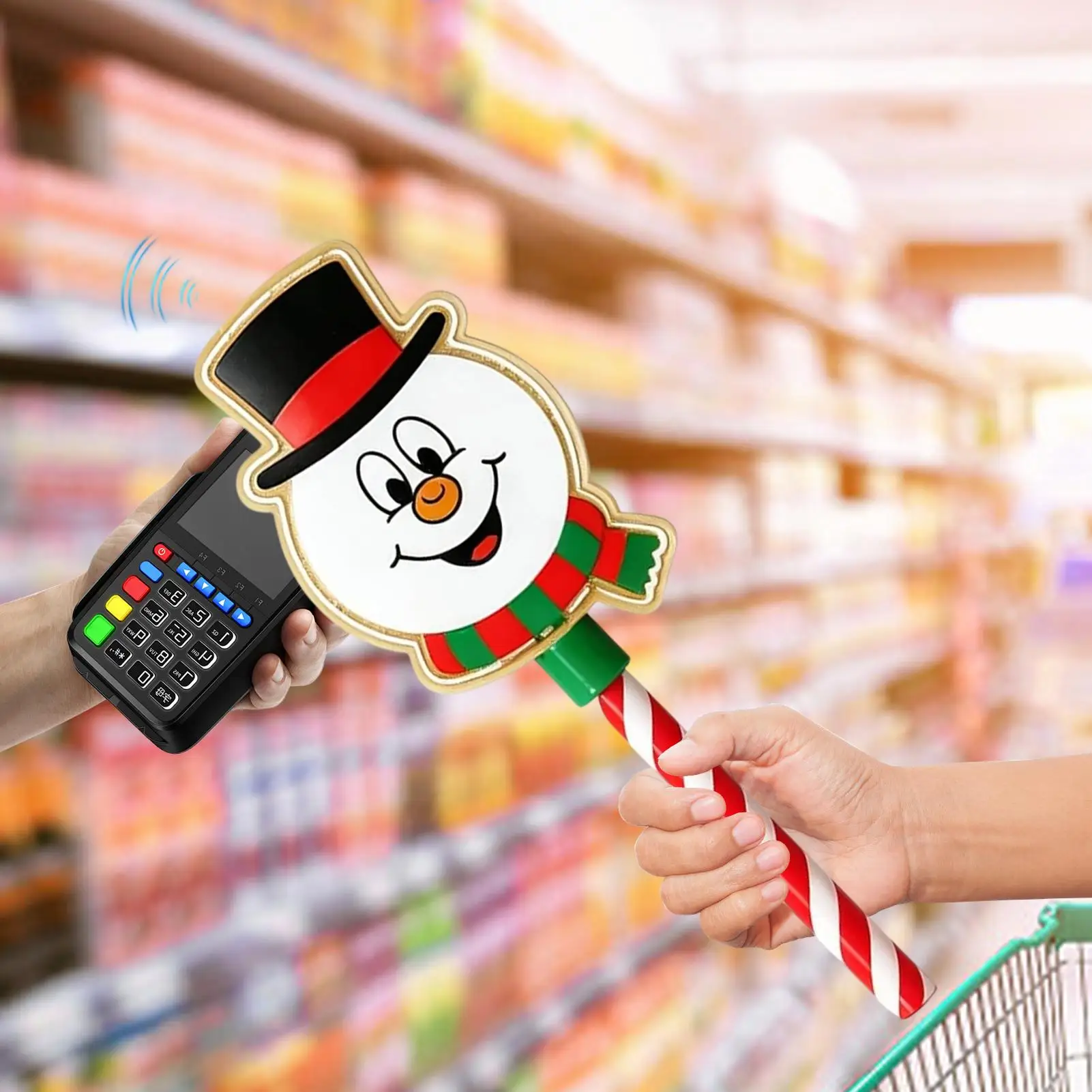 Weihnachts-Kreditkarten-Zahlungs-Zauberstab Schneemann-Leser-Requisite Feiertags-Kassierer-Werkzeug für Einzelhandelsgeschäfte, Cafés, Veranstaltungen und Einkäufe – Detail 5