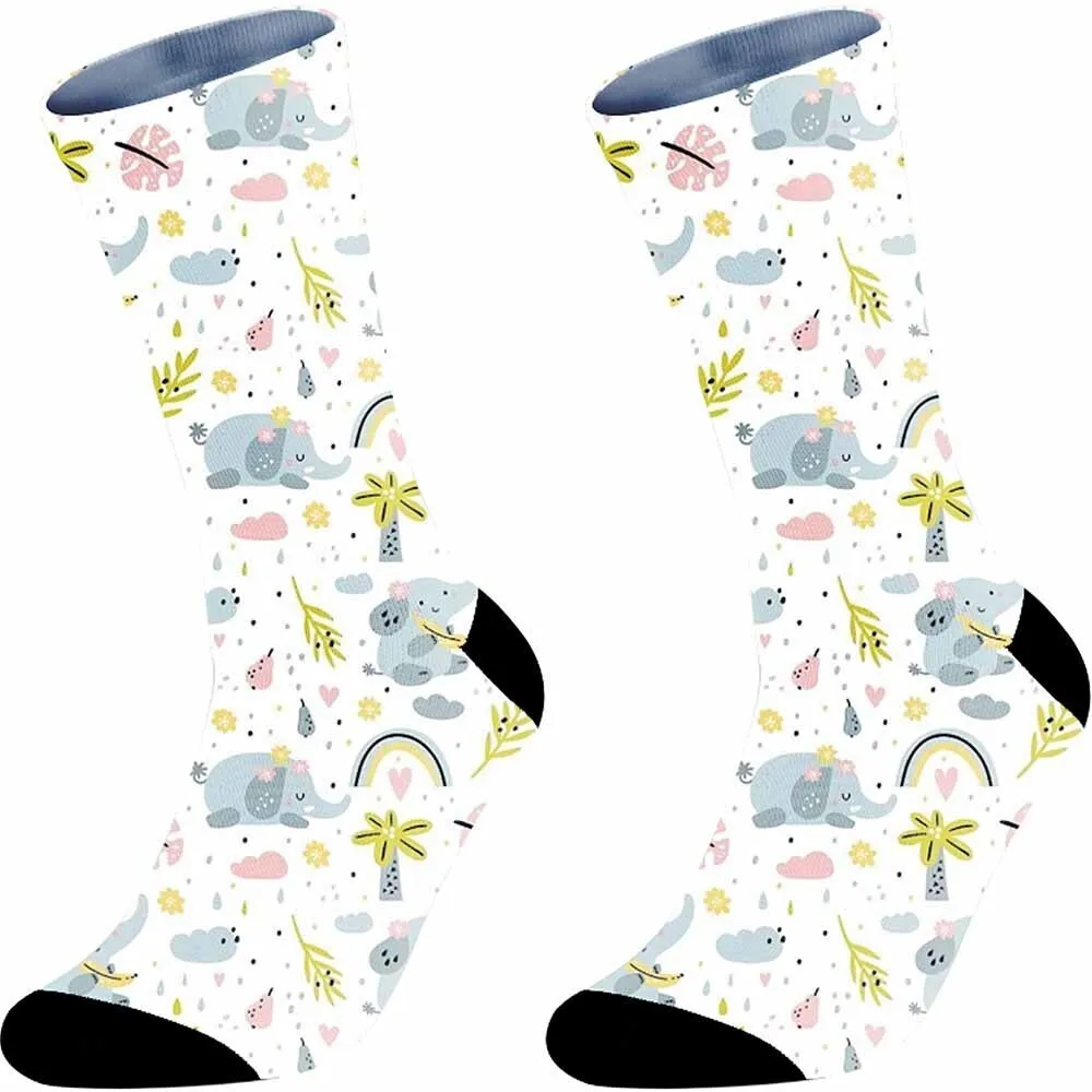 Praia colorida interessante padrão de coqueiro meias esportivas de ciclismo, respirável, absorvente de suor, acessórios de bicicleta