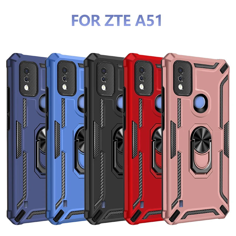 For ZTE Blade A51 2 In 1 Carbon Fiber Pattern Mobile Phone Case Armor Shockproof Anti-drop Protective Back Cover