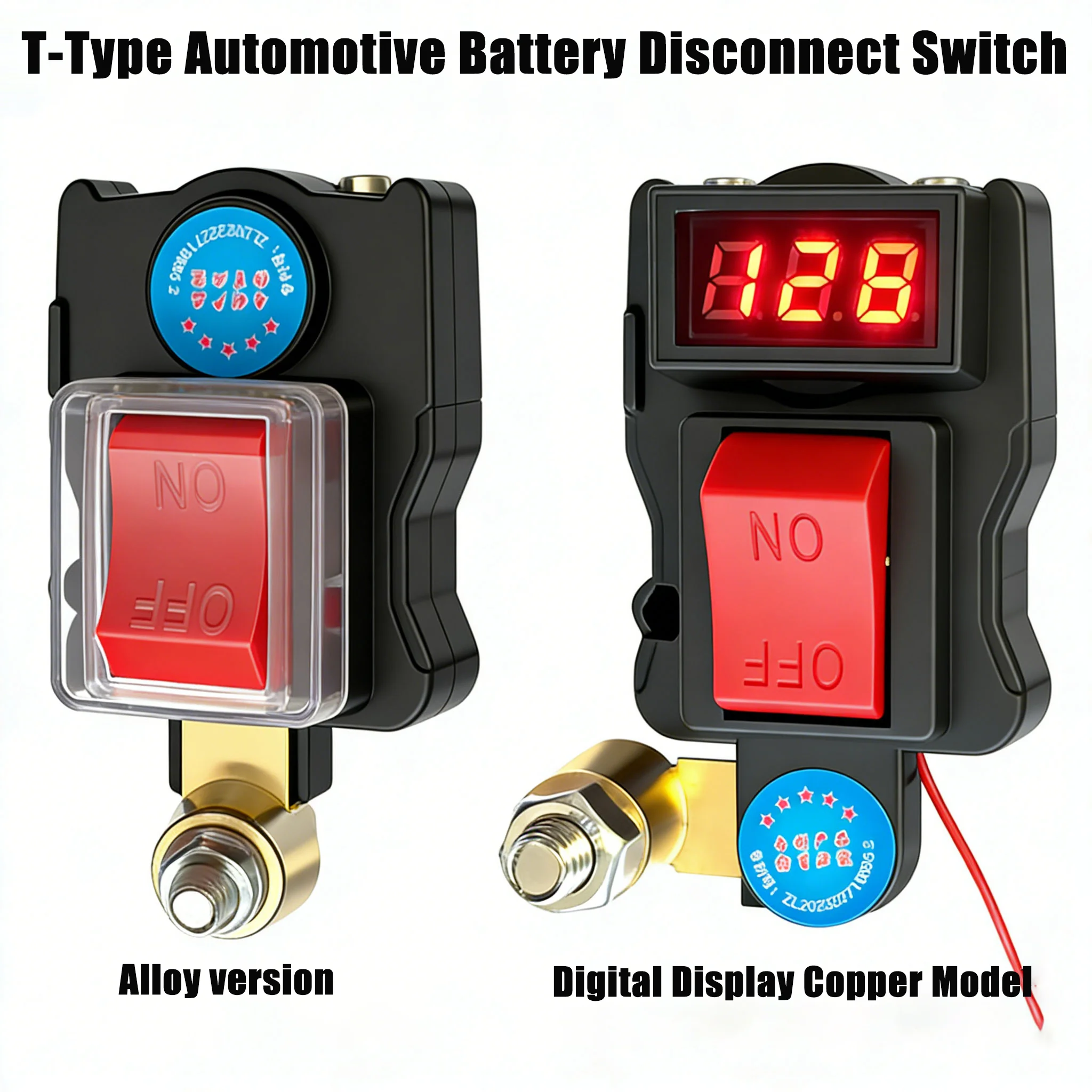 Car Battery Disconnect Switch Can Rotate Disconnect Switch ﻿Equipped With Voltage Digital Display Power-Off Switch 12-24V