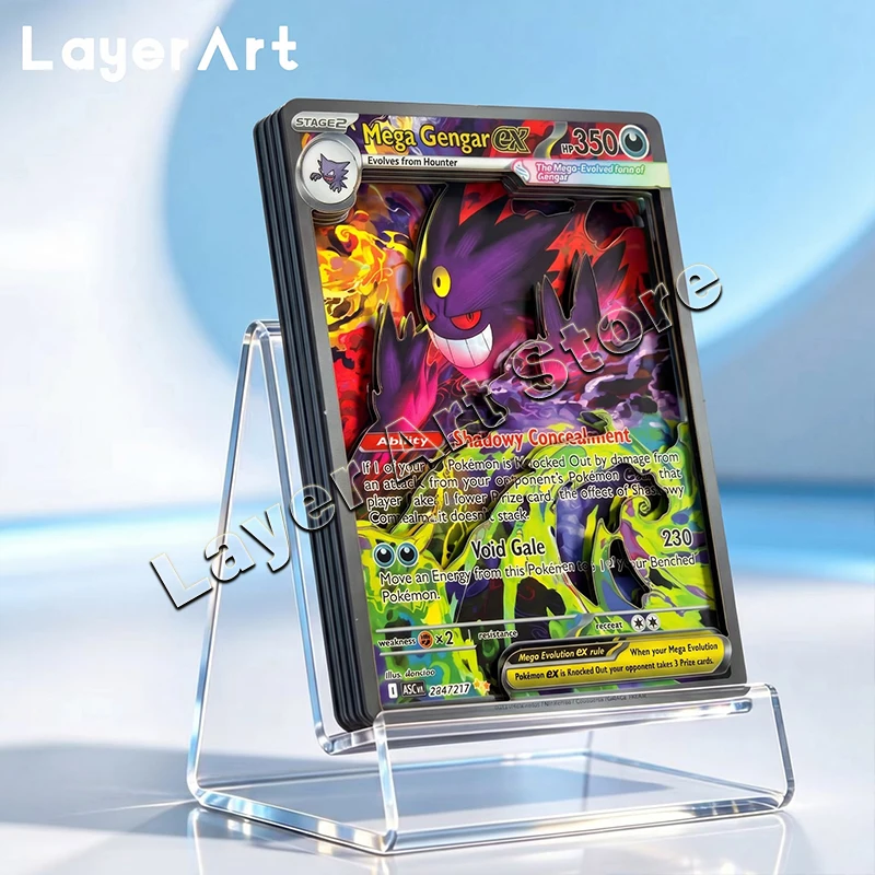carte-pokemon-3d-stratificate-mega-gengar-ex-replica-stereo-carte-collezionabili-giocattoli-fai-da-te