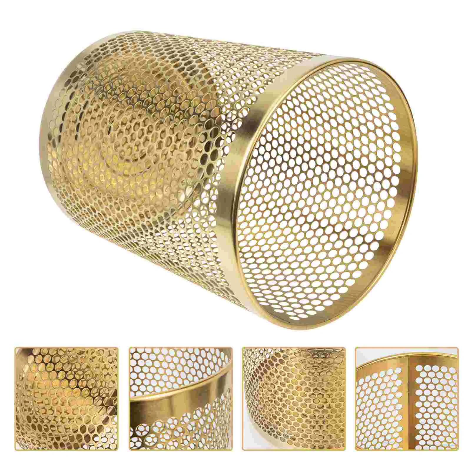 

Golden Trash Can Bathroom Garbage Holder Home Bedroom Waste Basket for Paper Hotel Storage Bucket