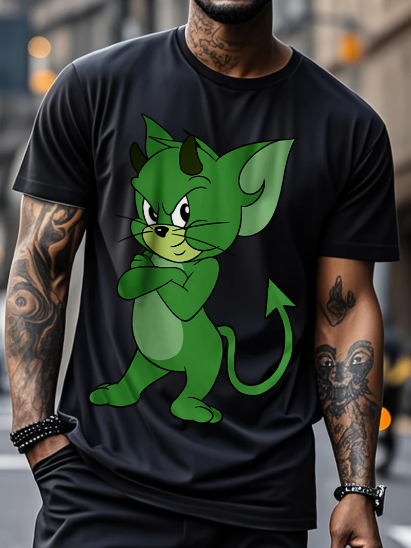 رائجة البيع 2025 الصيف توم وجيري 1 قطعة رجل الجرافيك طباعة القطن تي شيرت استرخاء صالح الراقية الفاخرة لكل من الرجال والنساء