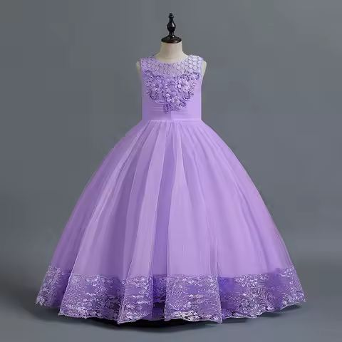 Young Girl Evening Dresses Children Elegant Wedding Dress for Performance Girls' White Clothes