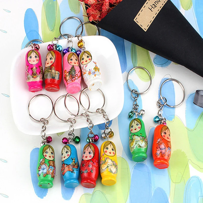 120Pcs Russian Nesting Dolls Key Ring Babushka Matryoshka Figurines Kids Children Toys Birthday Gift Keychains