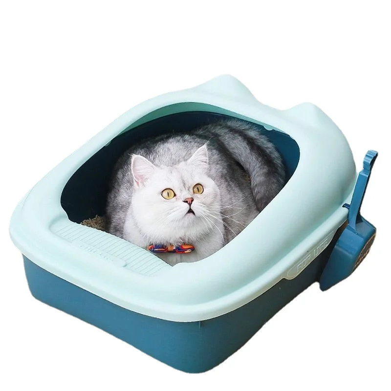 2022 New Semi-closed Cat Litter Box Cat Toilet Pet with High Side Splash-proof Cat Litter Box Large Shovel Cat Toilet