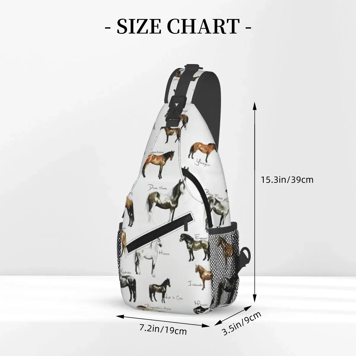 Rare Horse Breeds ABC Sling Backpack Sling Bag Hiking Traveling Chest Bag Daypack Men Fashion Crossbody Backpack Shoulder Bag