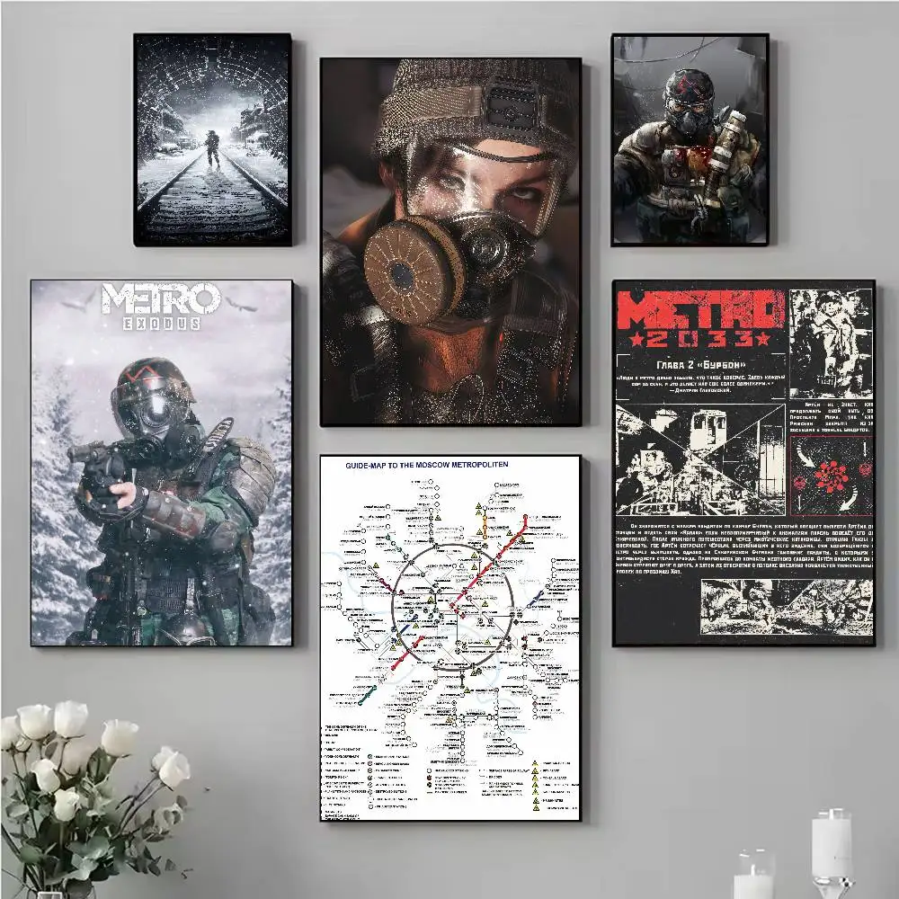Affiche de jeu vidéo 4A Metro Exodus, impression artistique post-apocalyptique de survivant, décoration murale masque à gaz pour salle de jeu et décoration murale de maison