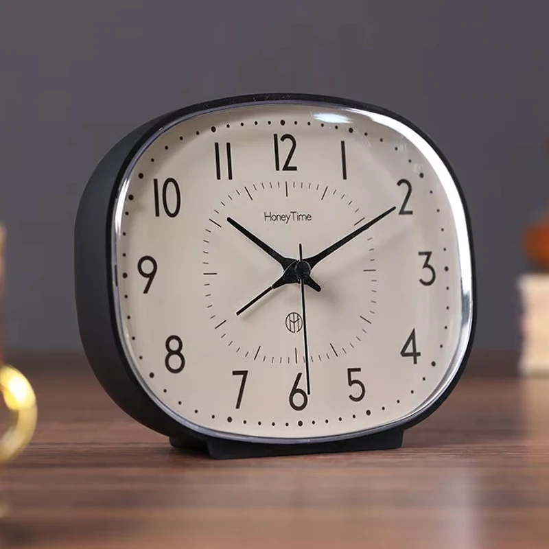 Small Table Clock Home Mute Living Room Decoration Vintage Desktop Clock Children's Students Wake-up Device Desk Alarm Clock