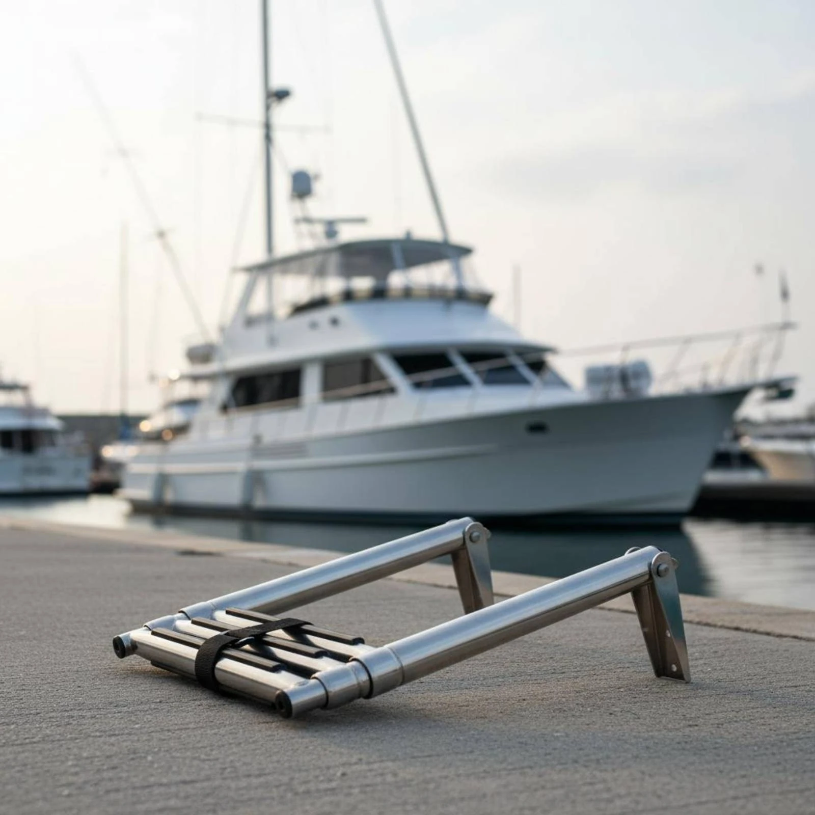 

Telescoping Folding Boat Ladder Corrosion-Resistant Marine Hardware for Yacht