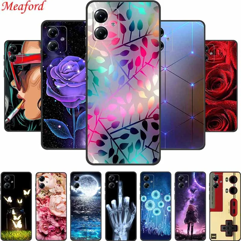 Caixa do telefone móvel para motorola g54, tampa traseira de silicone macio, cor preta, 6,5 polegadas, para moto g54