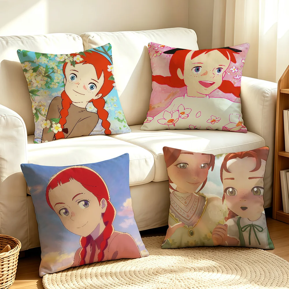 Cartoon Anne of Green G-Gables cushion cover Anti-dustmite Sofa Cushion Decorative Office Cover Lounge Area Indoor & Outdoor Use