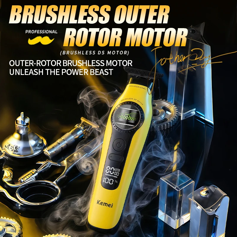 Kemei Clippers Professional Hair Clippers External Rotor Brushless