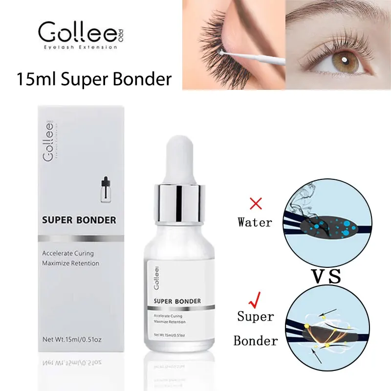 Gollee 15ml Super Bonder Fixing Agent Extension Lashes for All Eyelash Extension Glue Help Lashes Adhesive for Eyelashes Makeup