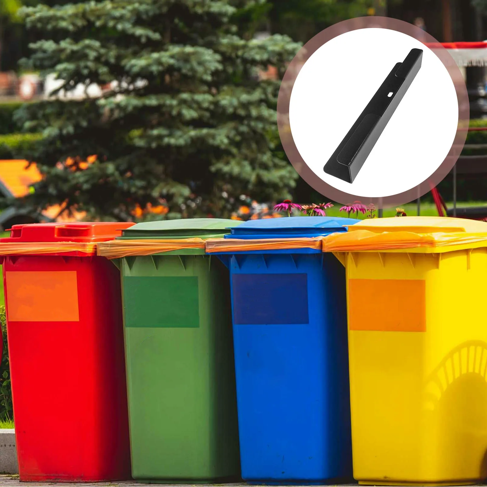 Heavy Duty Steel Can Hook Outdoor Trash Container Holder Durable Wind Resistant Garbage Coupler Trash Container Transport
