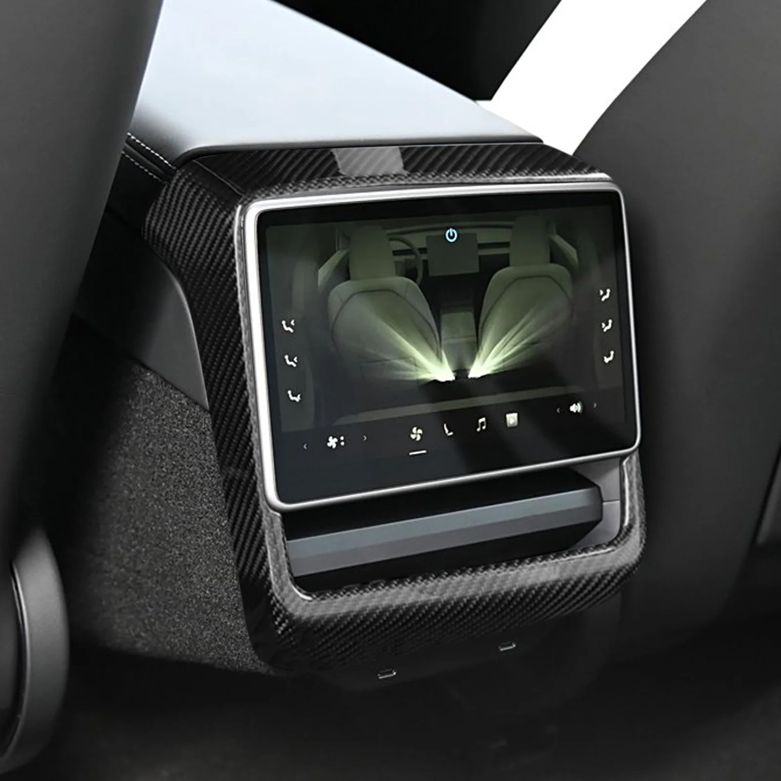 Real Dry Carbon Fiber Rear Display Frame Trim Cover For Model 3 Highland 2024+ Glossy Matte Carbon Fiber Interior Decor.