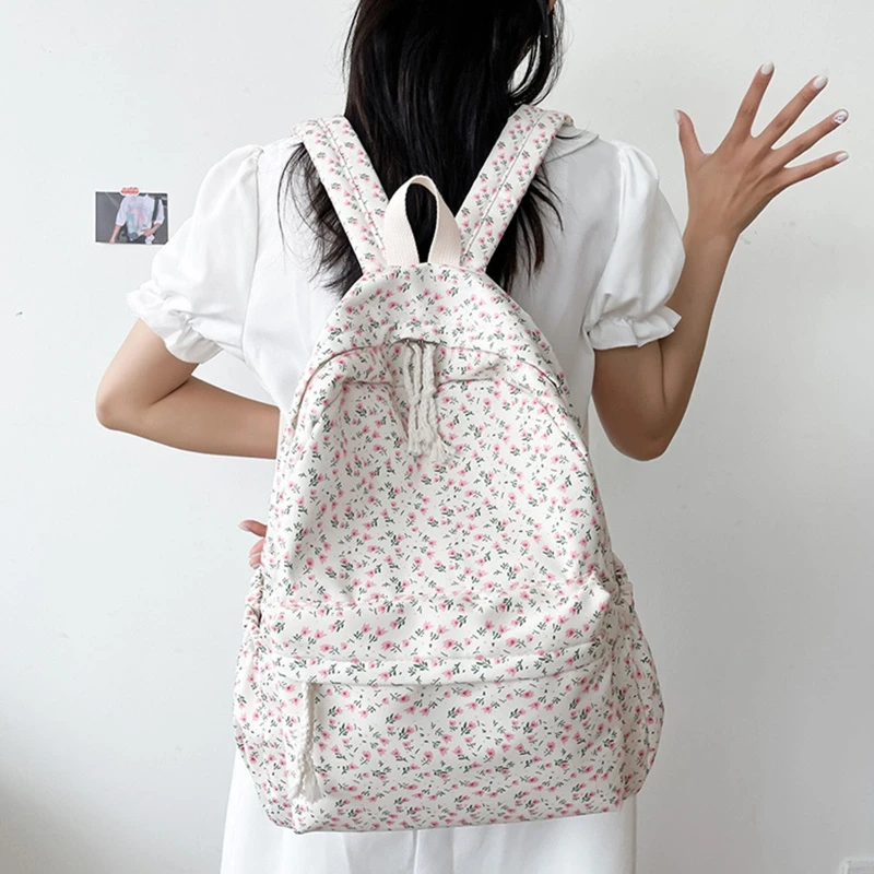 Mochilas medianas nailon Mochila ligera con lindo estampado floral para niñas