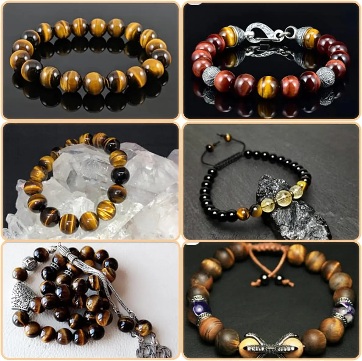 4 6 8 10mm Natural Stone Beads Tiger Eye Quartz Agates Jaspers Lava Round Loose Beads for Jewelry Making DIY Bracelet Necklace