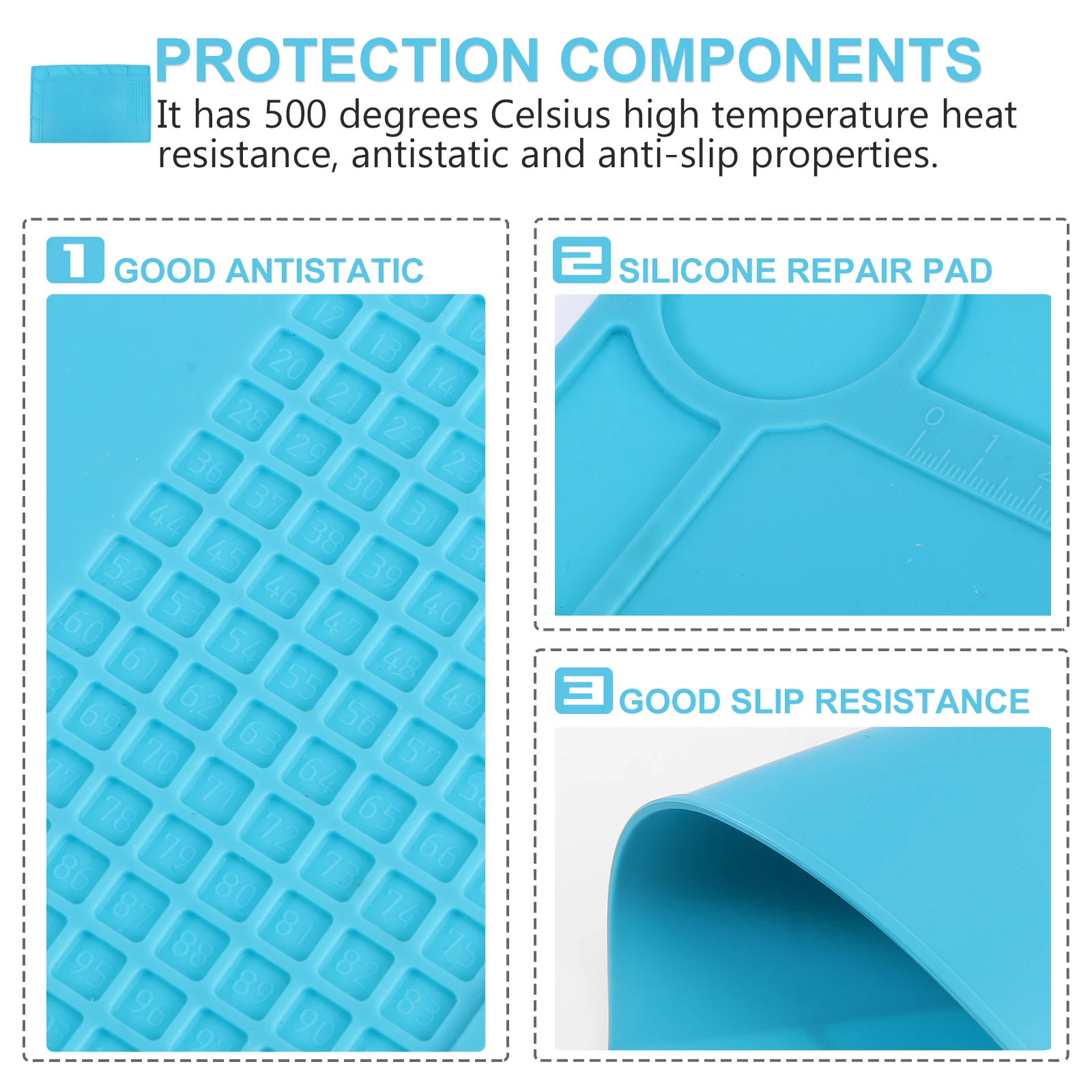 

2PCS Silicone Pad Repair Mat High Temp Resistance Static soldering Screw Tray Maintenance Platform heat