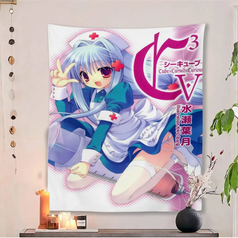 C-C³ Cube×Cursed×Curious Wandteppich, Fear Kubrick Nurse Outfit Anime Wandbehang, rosa ästhetische Dekoration für Schlafzimmer und Wohnheim – Detail 3