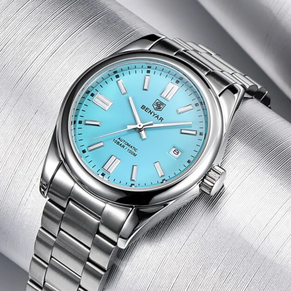 

BENYAR 2025 New Men's Automatic Mechanical Watch Seagull ST6 39mm Luminous Waterproof 10Bar Stainless Steel Reloj Hombre