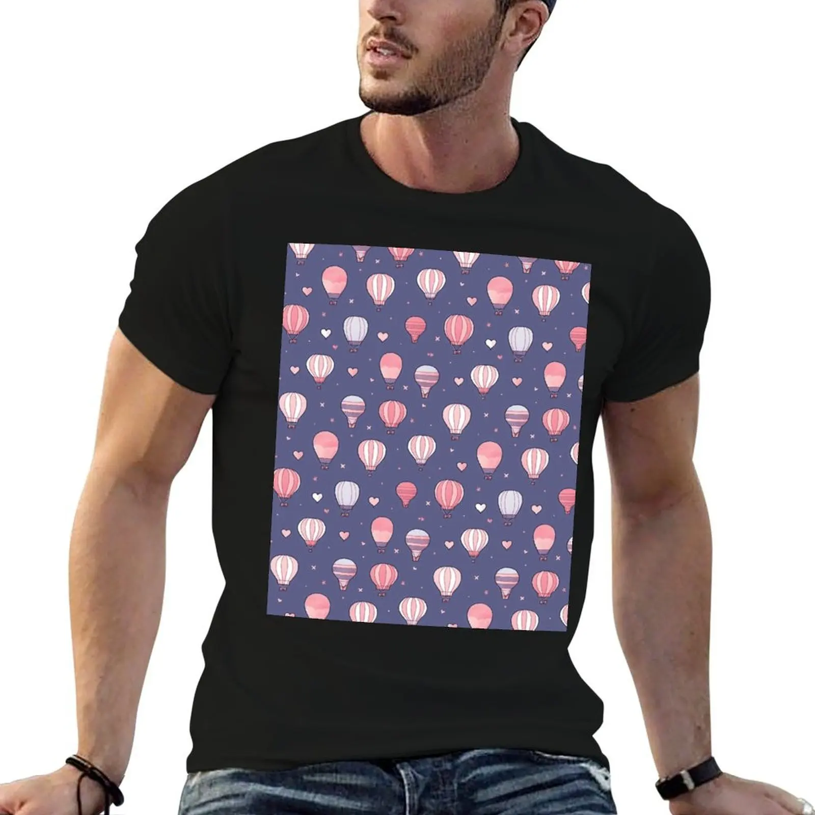 

Hot Air Balloon Pattern Cute Colorful Vintage Retro T-Shirt t shirt man luxury essential t shirt t shirts designer T-shirt