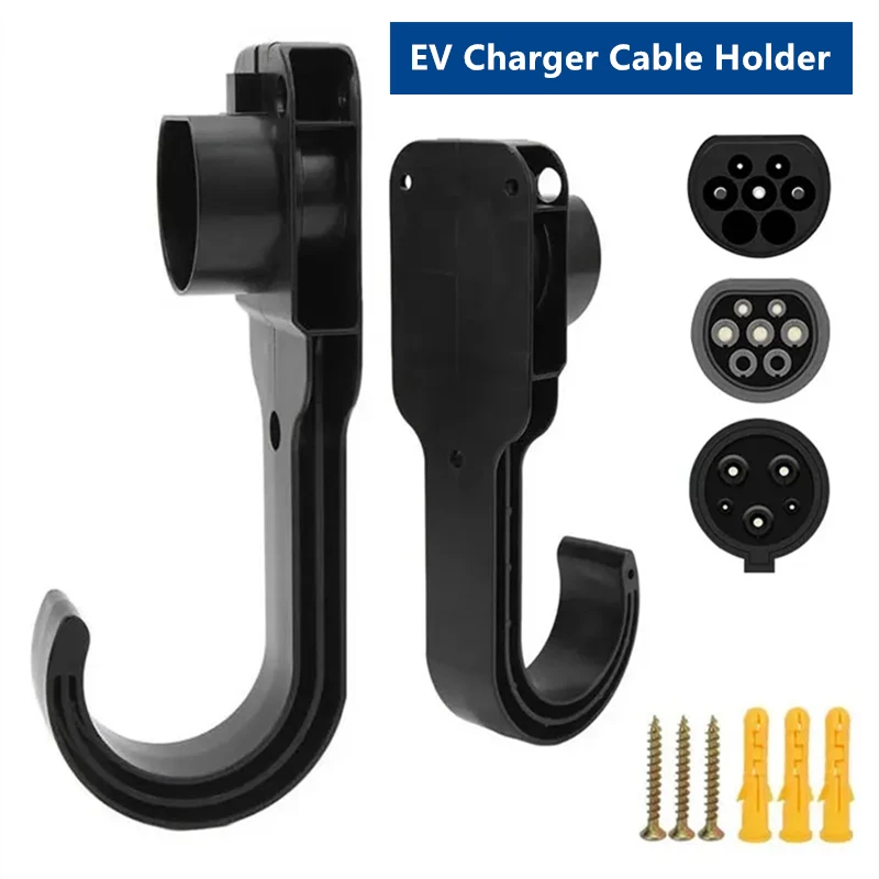 Type 2 Type 1 GBT EV Charger Cables Strong Holder Electric Car Charger Holder ABS Cable Holder Wall Bracket with Screws