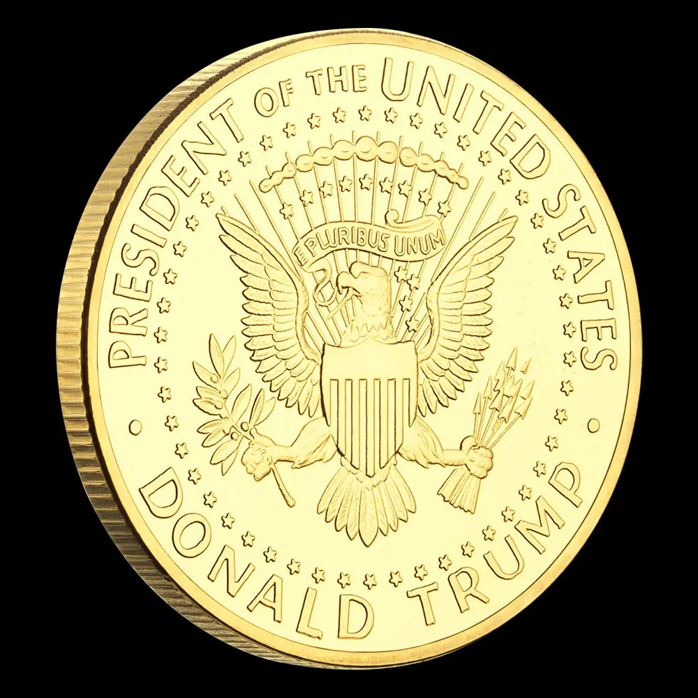 2024 Assassination Attempt Donald Trump Golden Coin US President FIGHT Metal Crtafts Medal Fans Souvenir