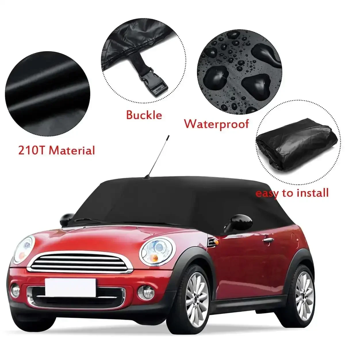 

For BMW Mini R55 R56 R60 R61 F55 F56 2004-on Car Cover 210T Auto Half Body Cover Dust-proof Anti-UV Waterproof Roof Top Hood