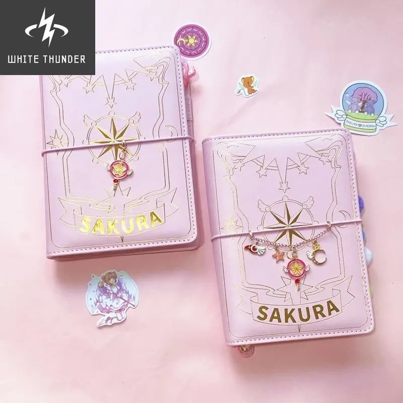 

A6 Cute Pink Sakura Anime Loose-leaf Diary Notebook Agenda Planner Spiral 6 Holes Binder Note Book Journals Planner Stationery