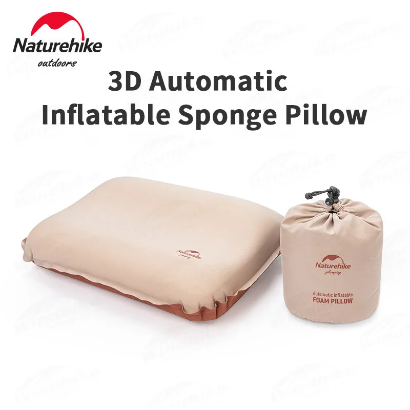 Naturehike Outdoor Ultralight Inflatable Pillow Automatic Inflation Sponge Mute Pillow Travel Camping Tent Office Rest Sleeping