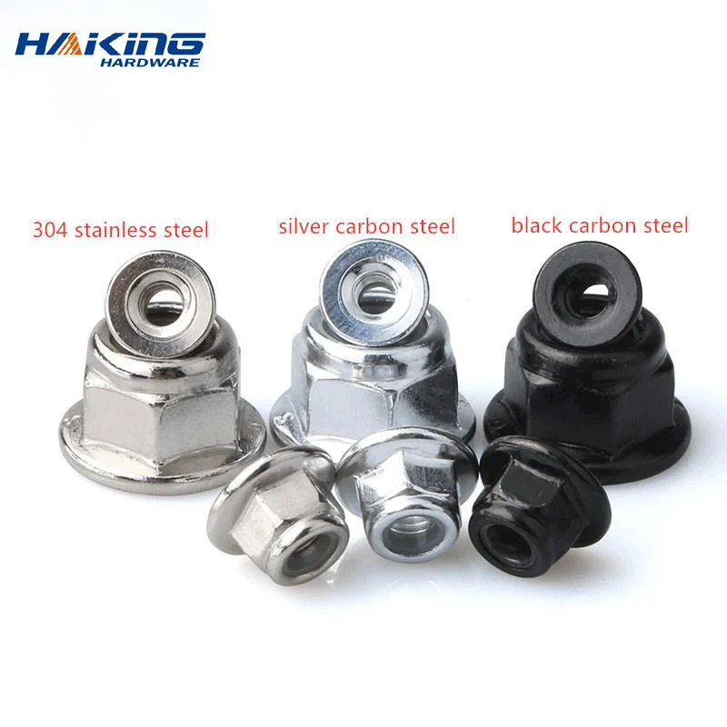 

2/10X M3 M4 M5 M6 M8 M10 M12 Black Carbon 304 A2-70 Stainless Steel Hex Flange Nylon Insert Lock Nut Self-locking Nylock Locknut