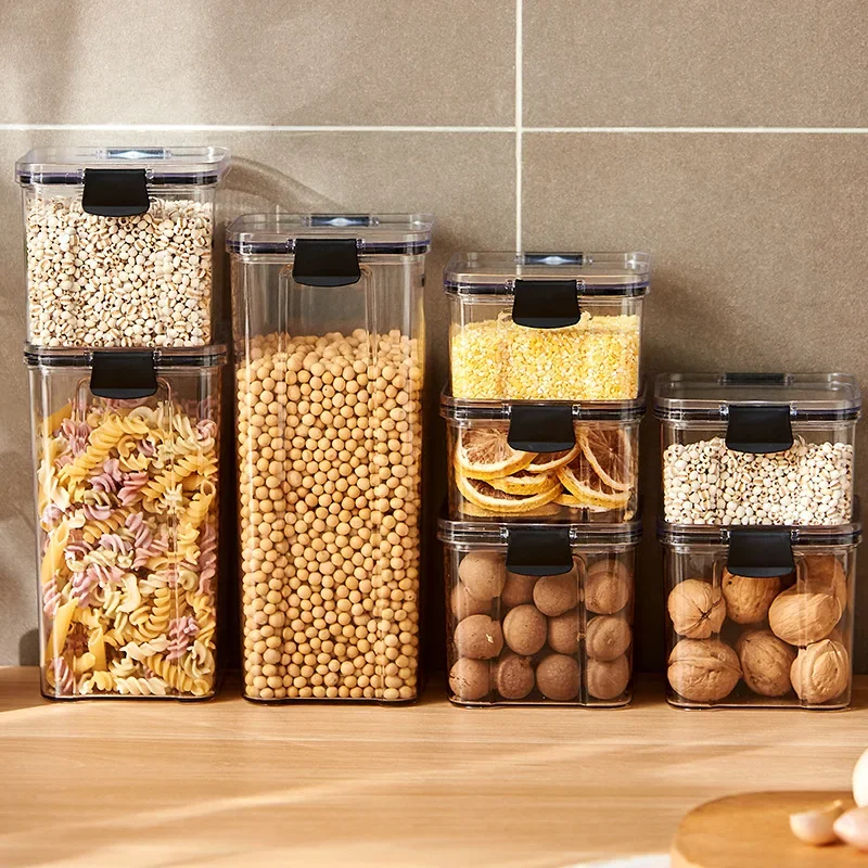 Barattoli sigillati, organizer per cereali da cucina, ampio contenitore, scatole a prova di umidità, set di barattoli per condimenti