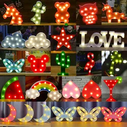 LED Shape Light Flamingo Cactus Rainbow Decorative Light Cartoon Cute Five-pointed Star Heart Christmas Night Light